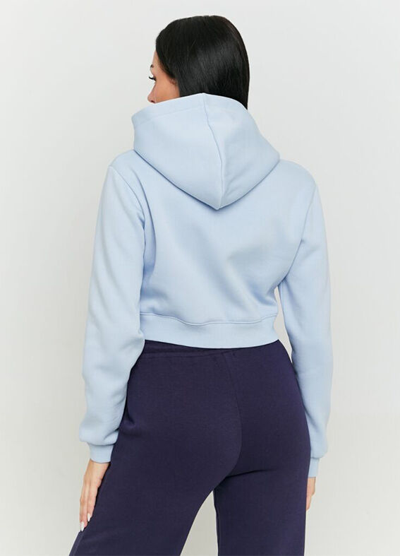 Women's Blue Cropped Cotton Blend Sweatshirt