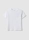 White pure cotton children's T-shirt, regular fit with pocket_0