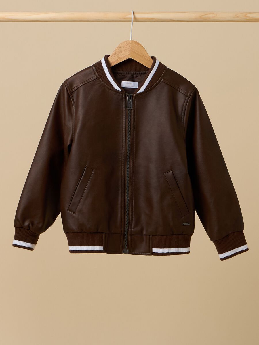 Faux leather bomber jacket_0