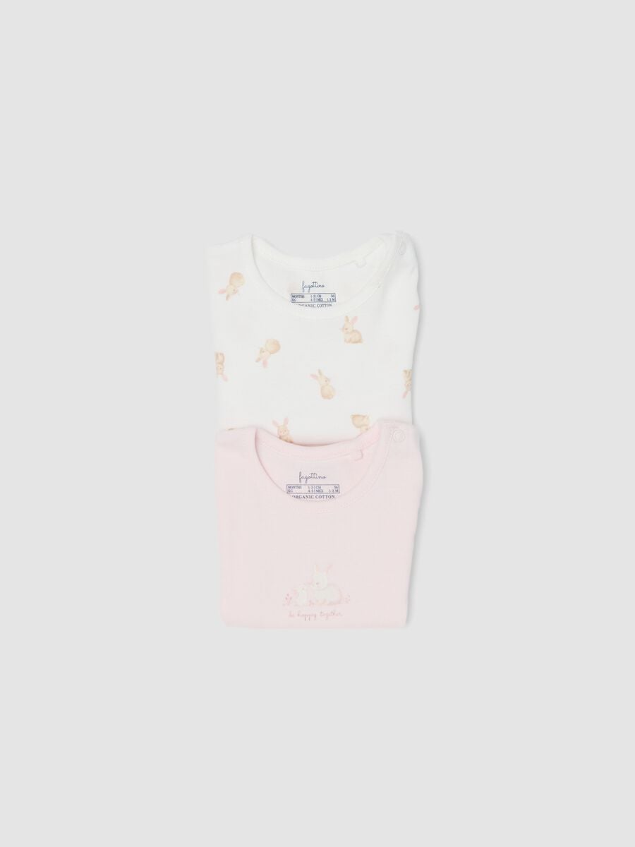 Bipack di body rosa e bianco in cotone organico a maniche corte per bimbe_2