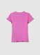Fuchsia ribbed T-shirt with wavy edging_1