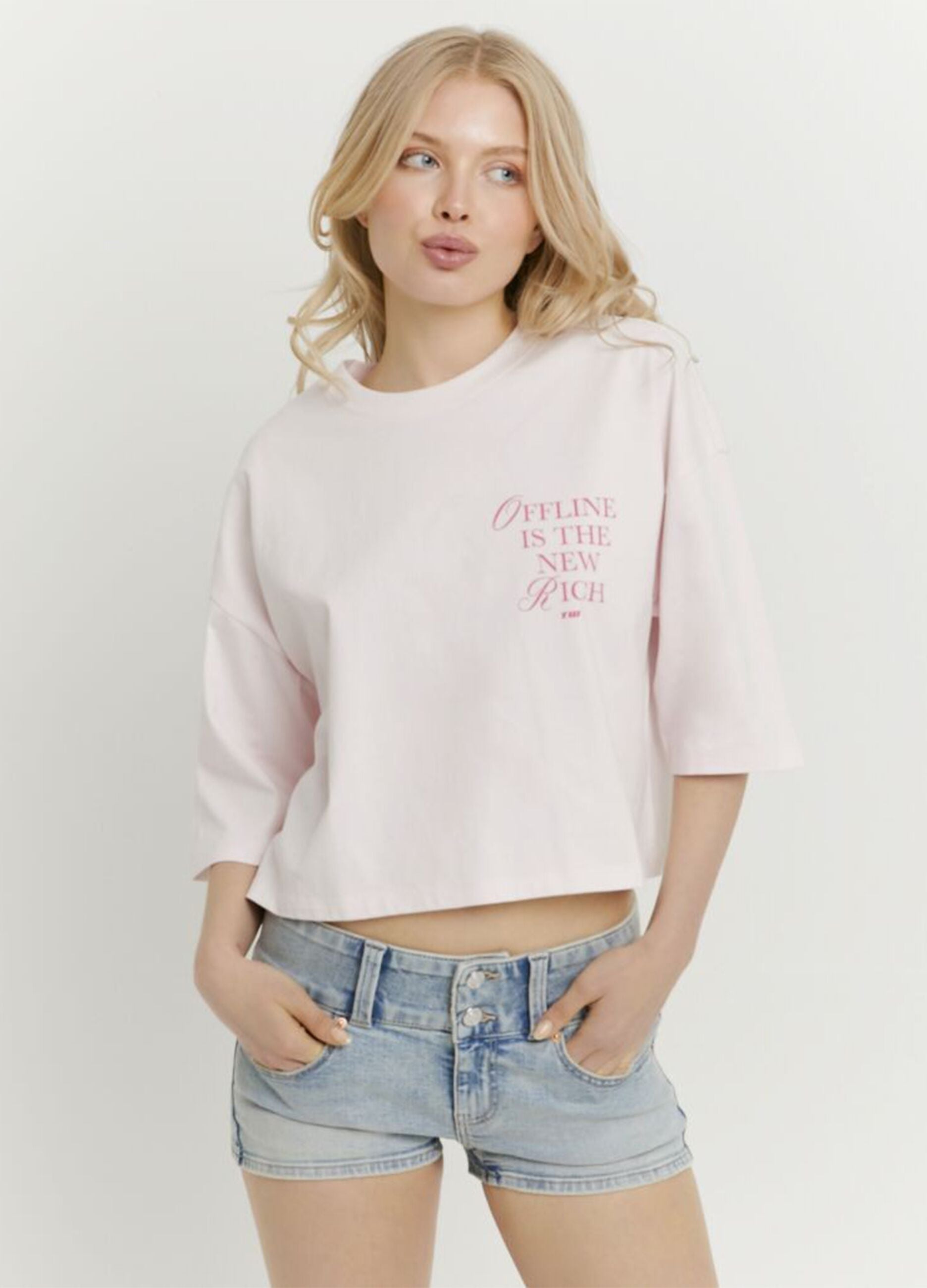 Pink pure cotton short-sleeve T-shirt