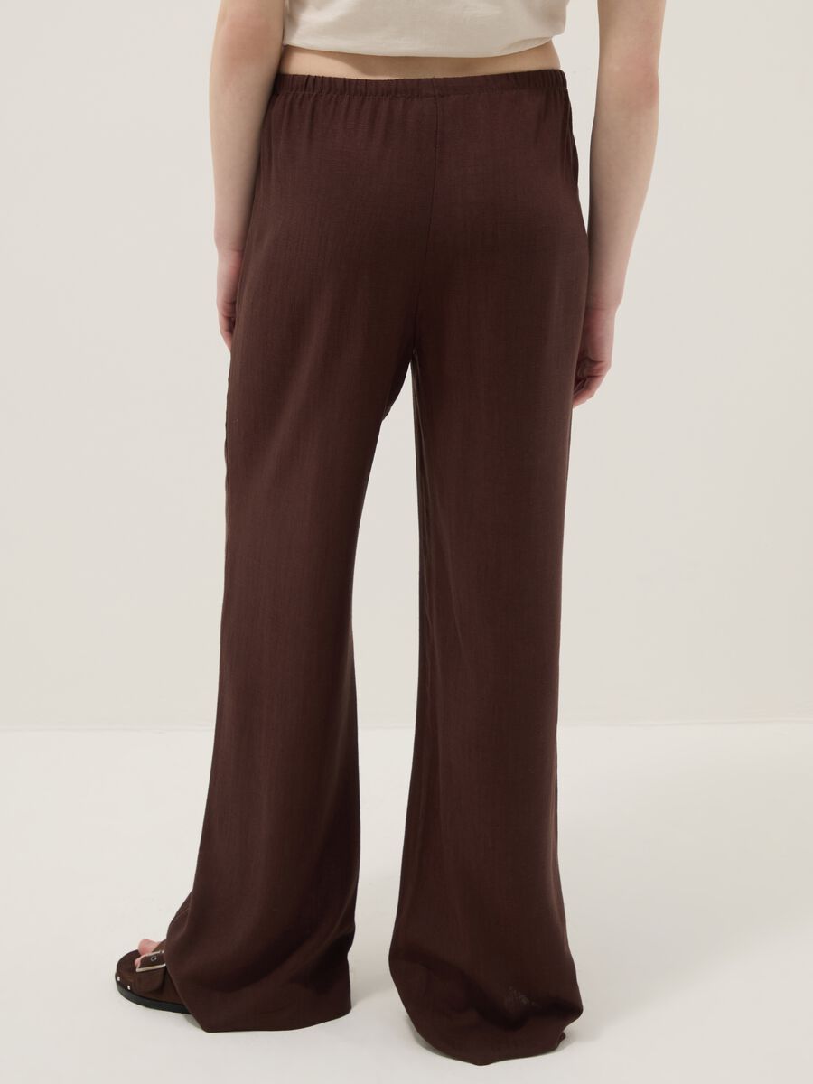 Brown viscose and linen blend joggers &ndash; relaxed fit_2