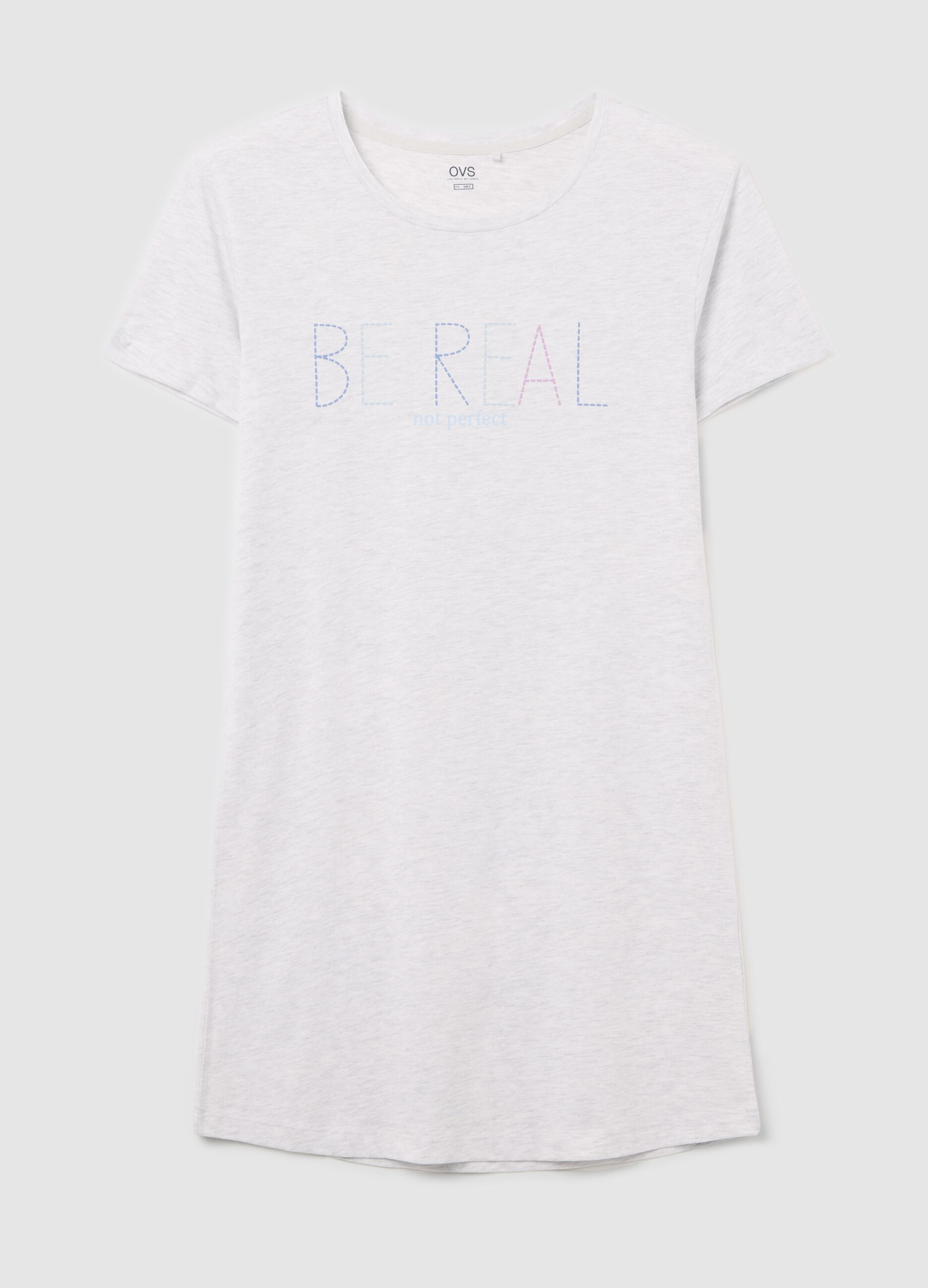 Grey nightshirt with "Be Real" print