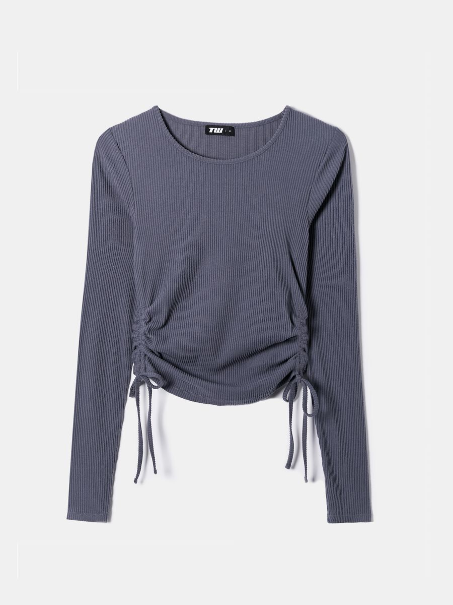 Ribbed crop T-shirt with laces_3