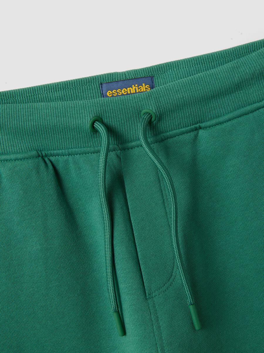 Pantaloni corti in puro cotone verde da bambino slim fit_2