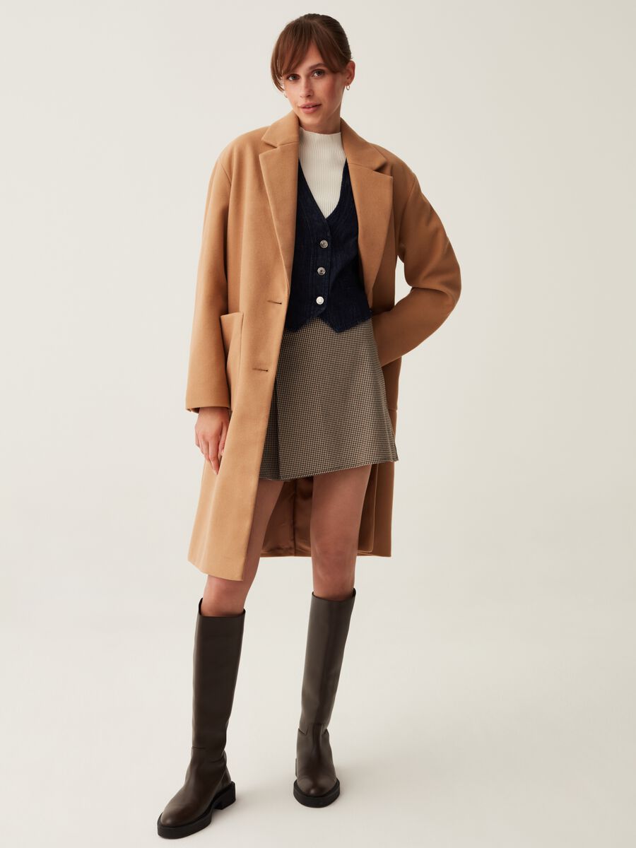 Cappotto lungo monopetto in panno_0