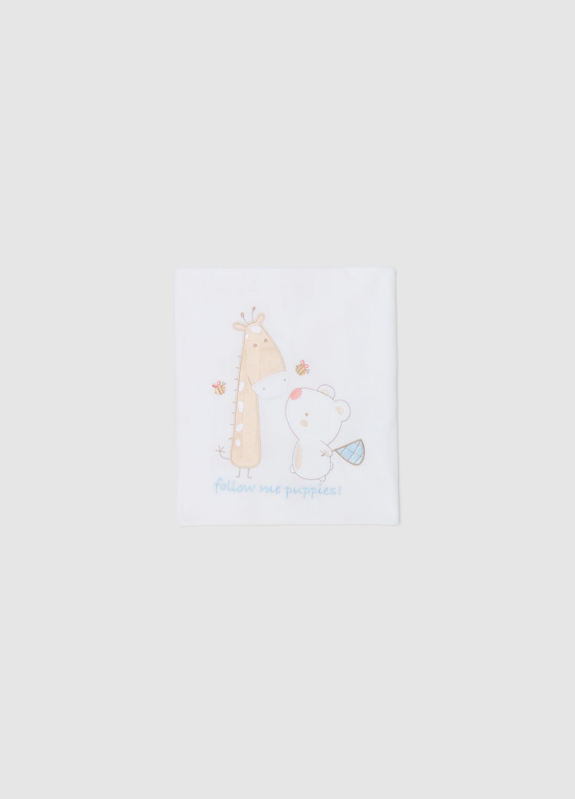 Coperta in velour con ricamo "Follow me puppies!"
