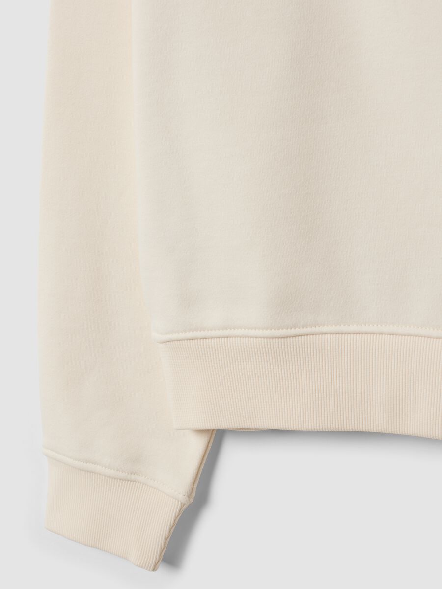 White cotton-blend crew-neck sweatshirt, regular fit_1