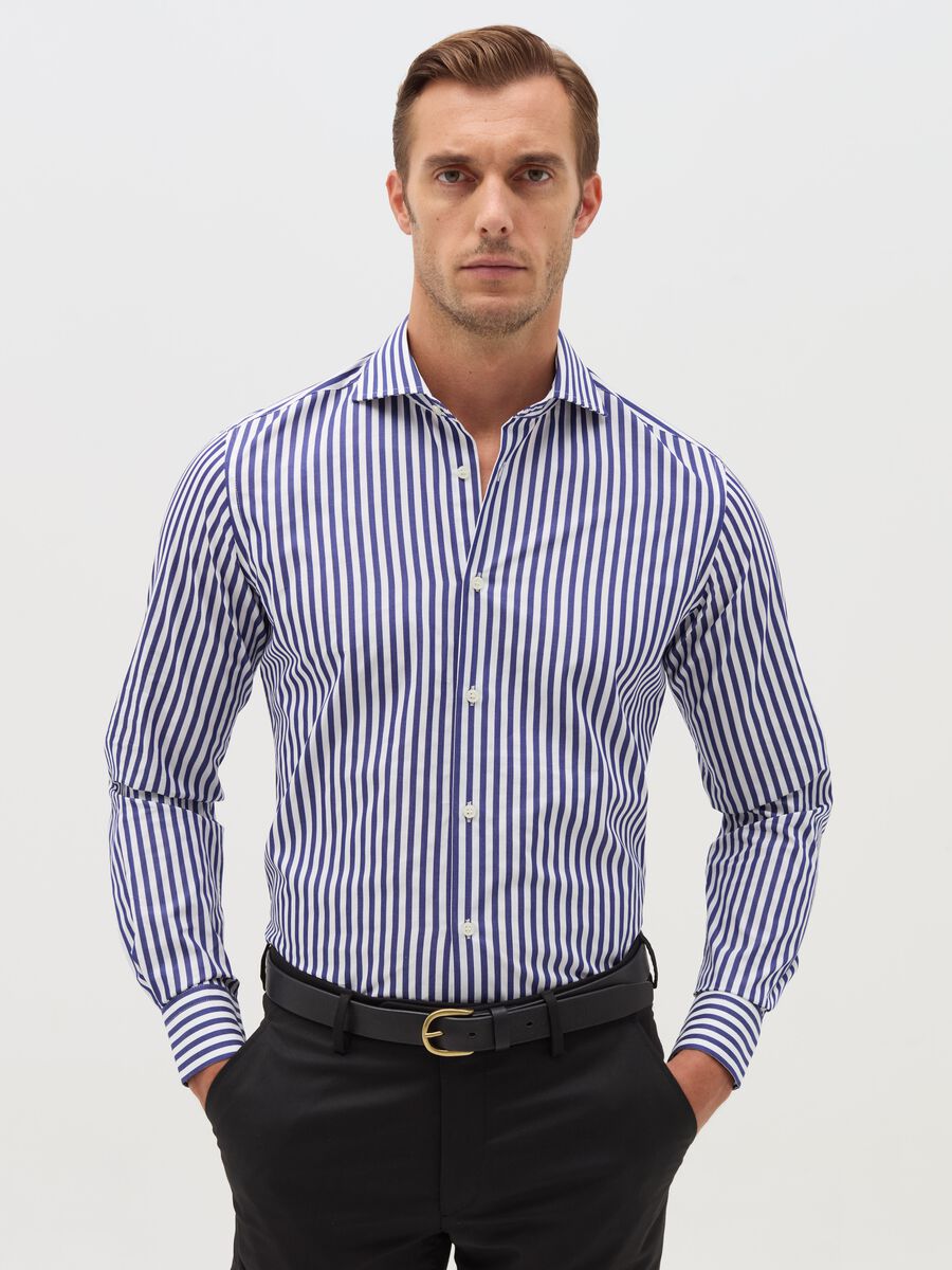 Camicia slim fit easy iron a righe_0