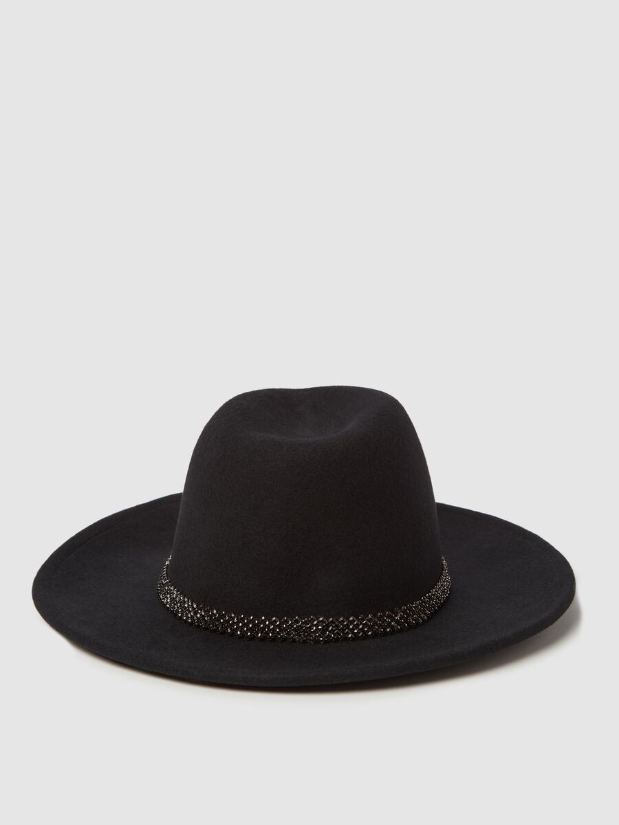 Fedora hat with diamanté edging_1