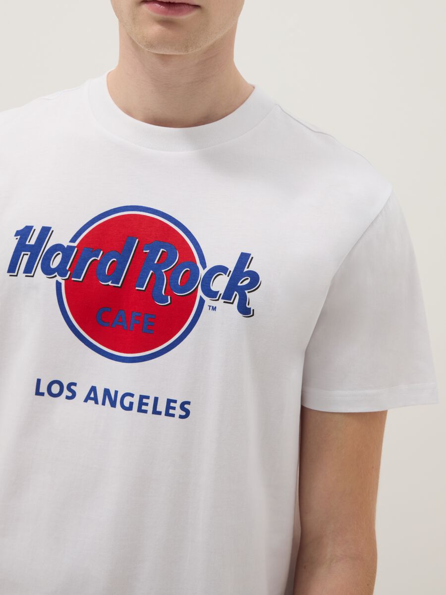 White pure cotton regular fit T-shirt with Hard Rock Cafe logo_3