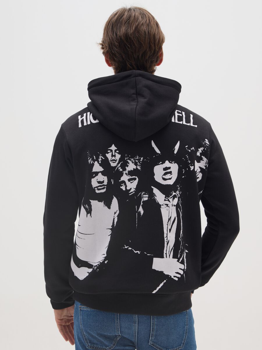 Felpa in misto cotone nera con cappuccio con stampa AC/DC_2