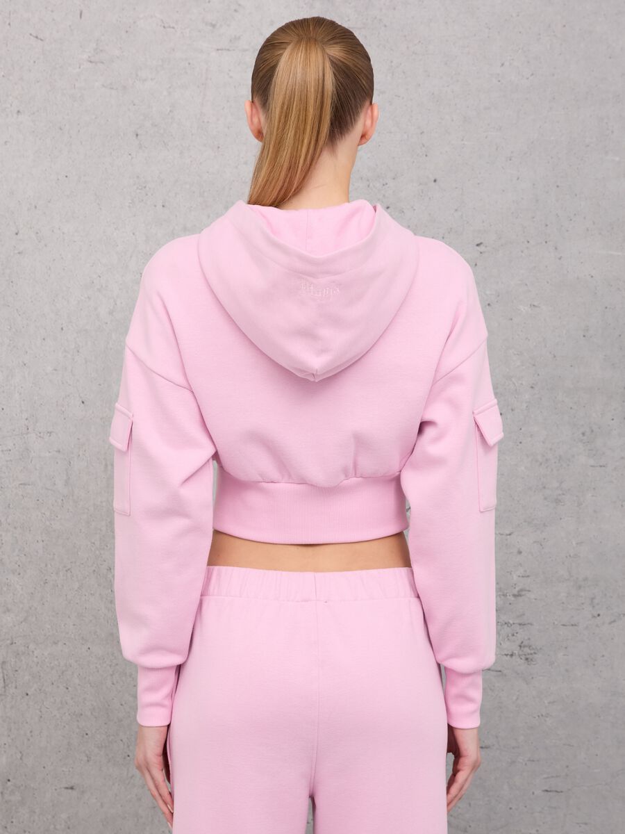 Crop Cargo Zip Hoodie Light Pink_2