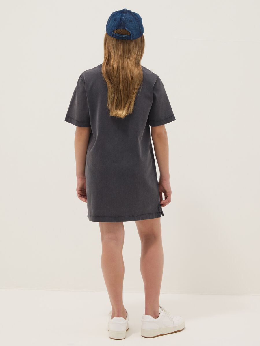 Abito grigio in puro cotone da ragazza con stampa Stitch relaxed fit_1