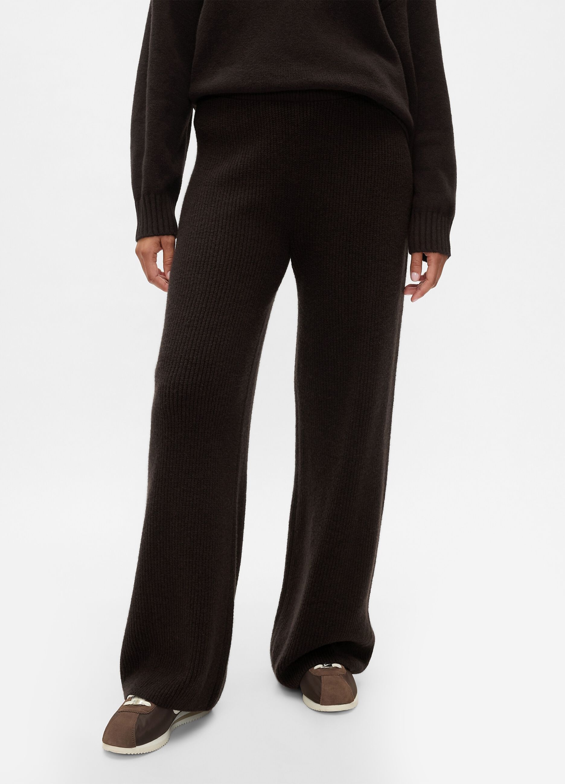 Ribbed wide-leg trousers