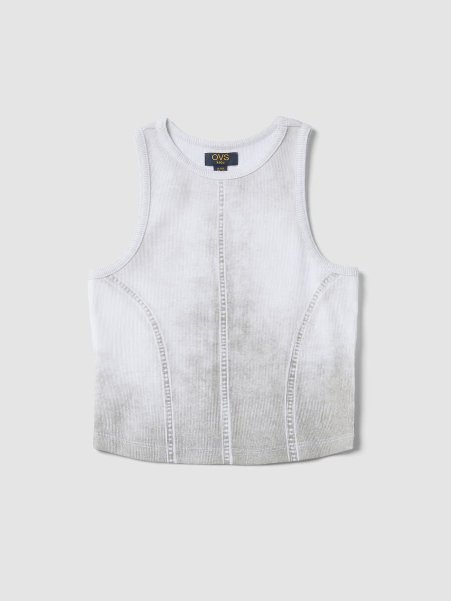 Girls&rsquo; white stretch-cotton fitted tank top_0