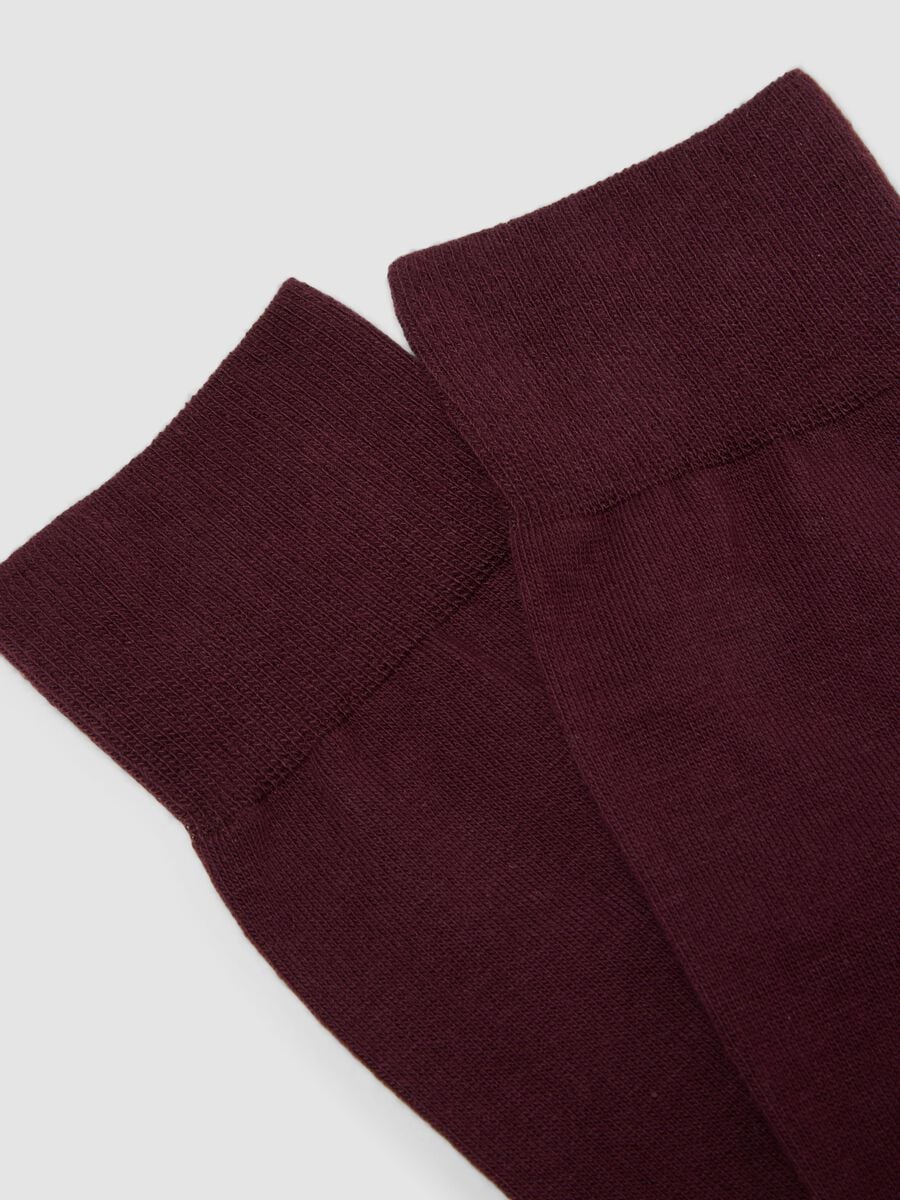 Burgundy red short socks in stretch cotton_2