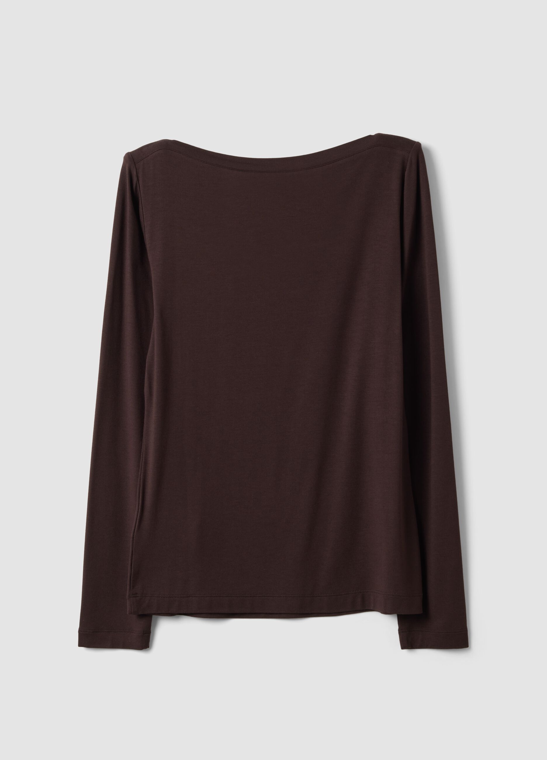 Brown slim-fit stretch viscose T-shirt