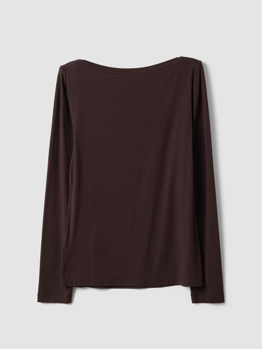 T-shirt marrone in viscosa elasticizzata slim fit_6