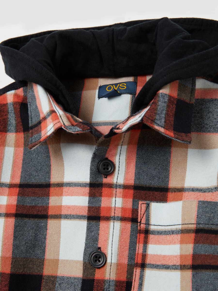 Camicia check con cappuccio in felpa_3