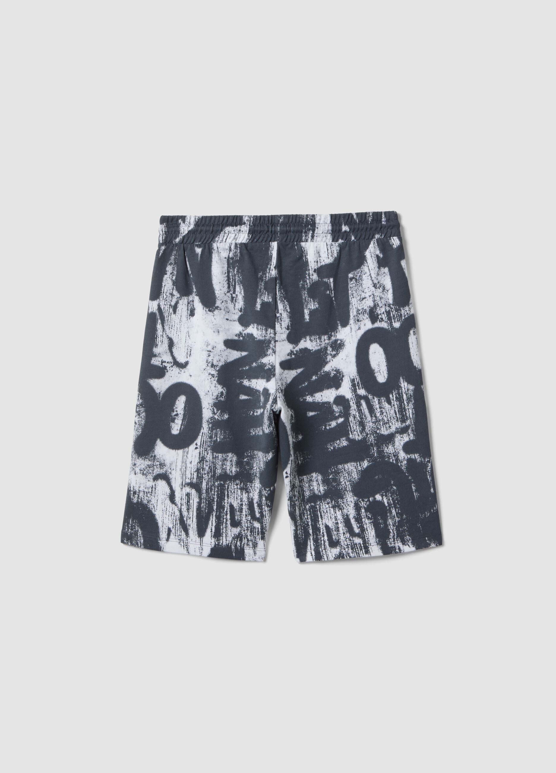 Shorts in puro cotone con stampa multicolor da ragazzo regular fit