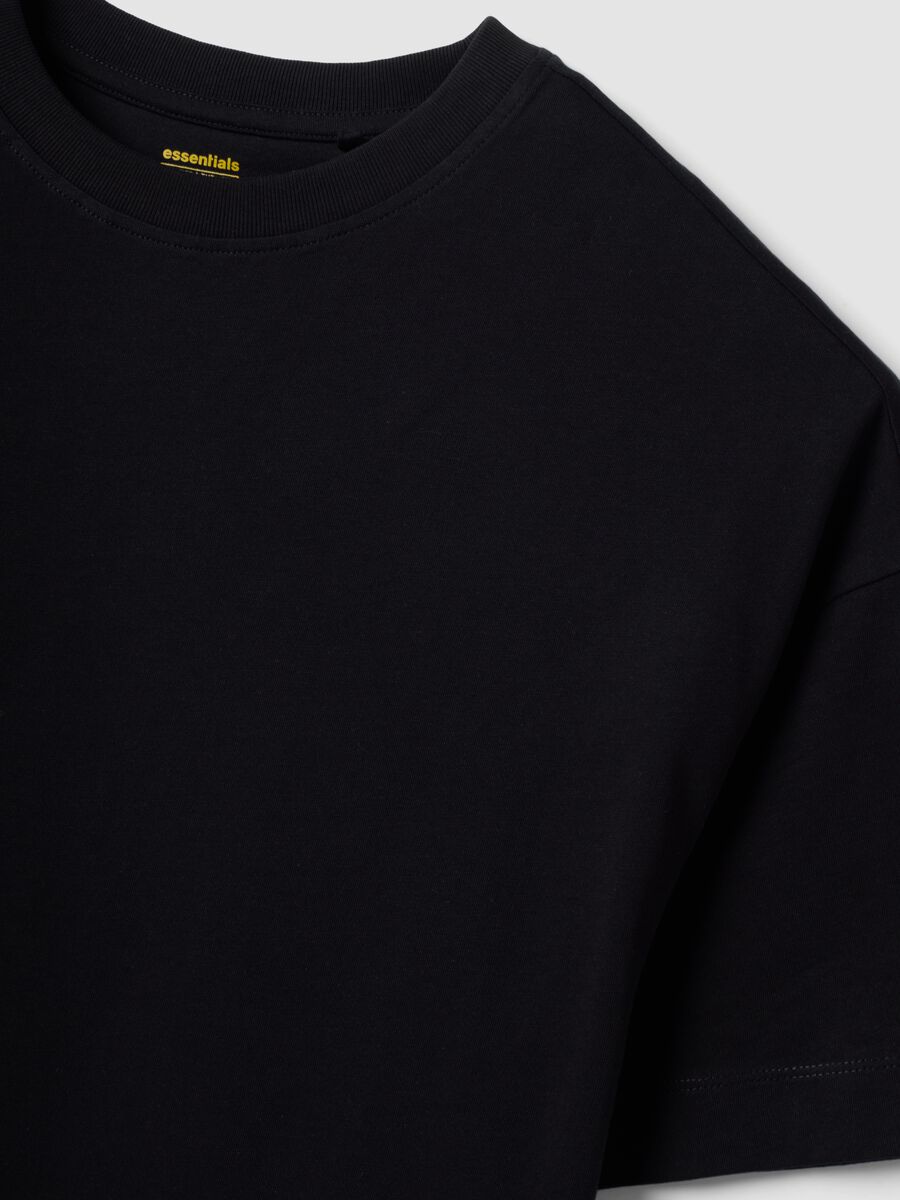 T-shirt over fit nera in puro cotone a maniche corte_6
