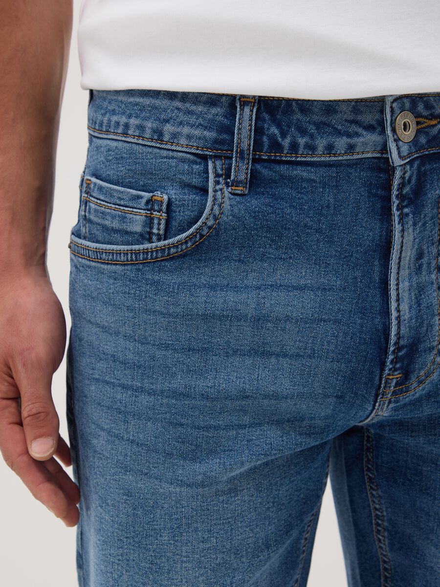 Blue stretch cotton Bermuda shorts_3
