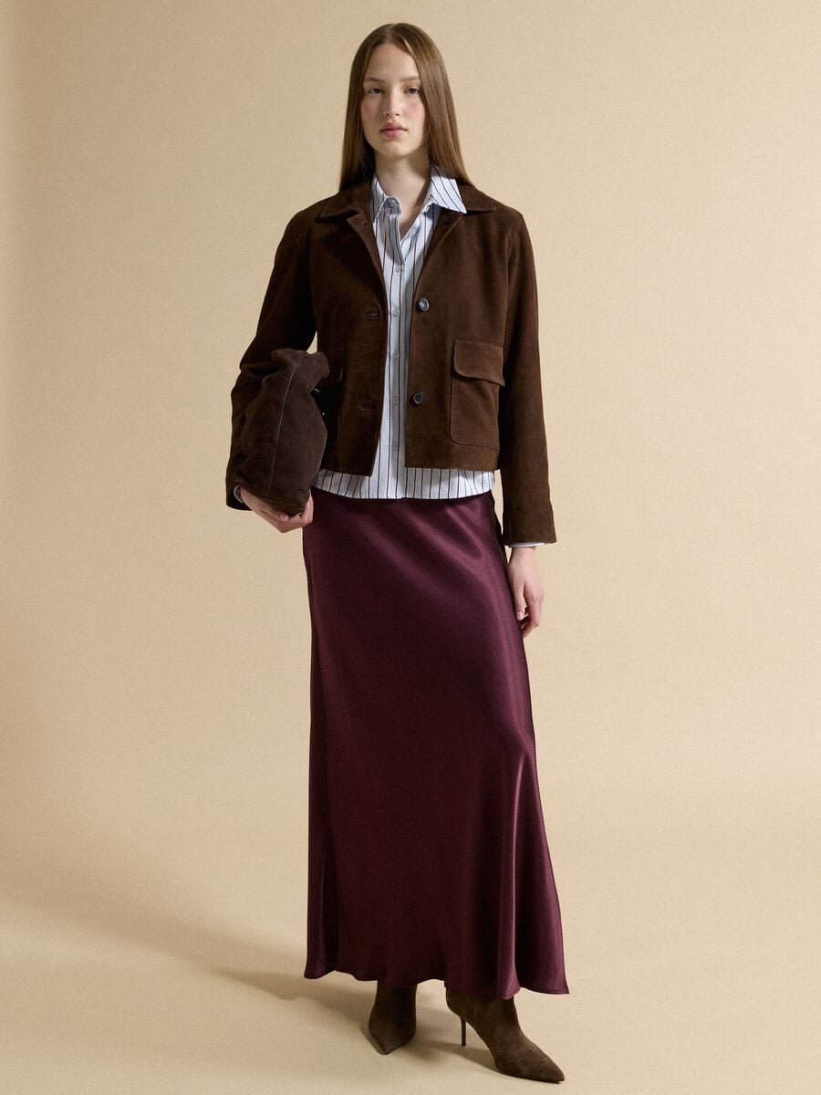 Blazer marrone in vera pelle regular fit con rever classico_2