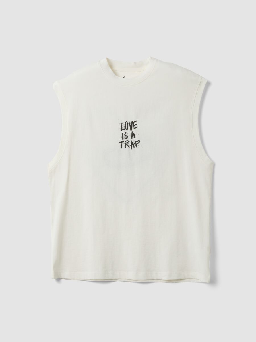 Tank top bianco in puro cotone_0
