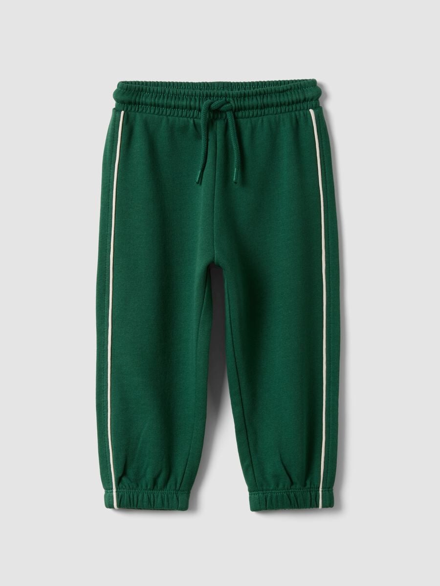 Pantaloni jogger verdi in puro cotone organico con coulisse per bimbo_0