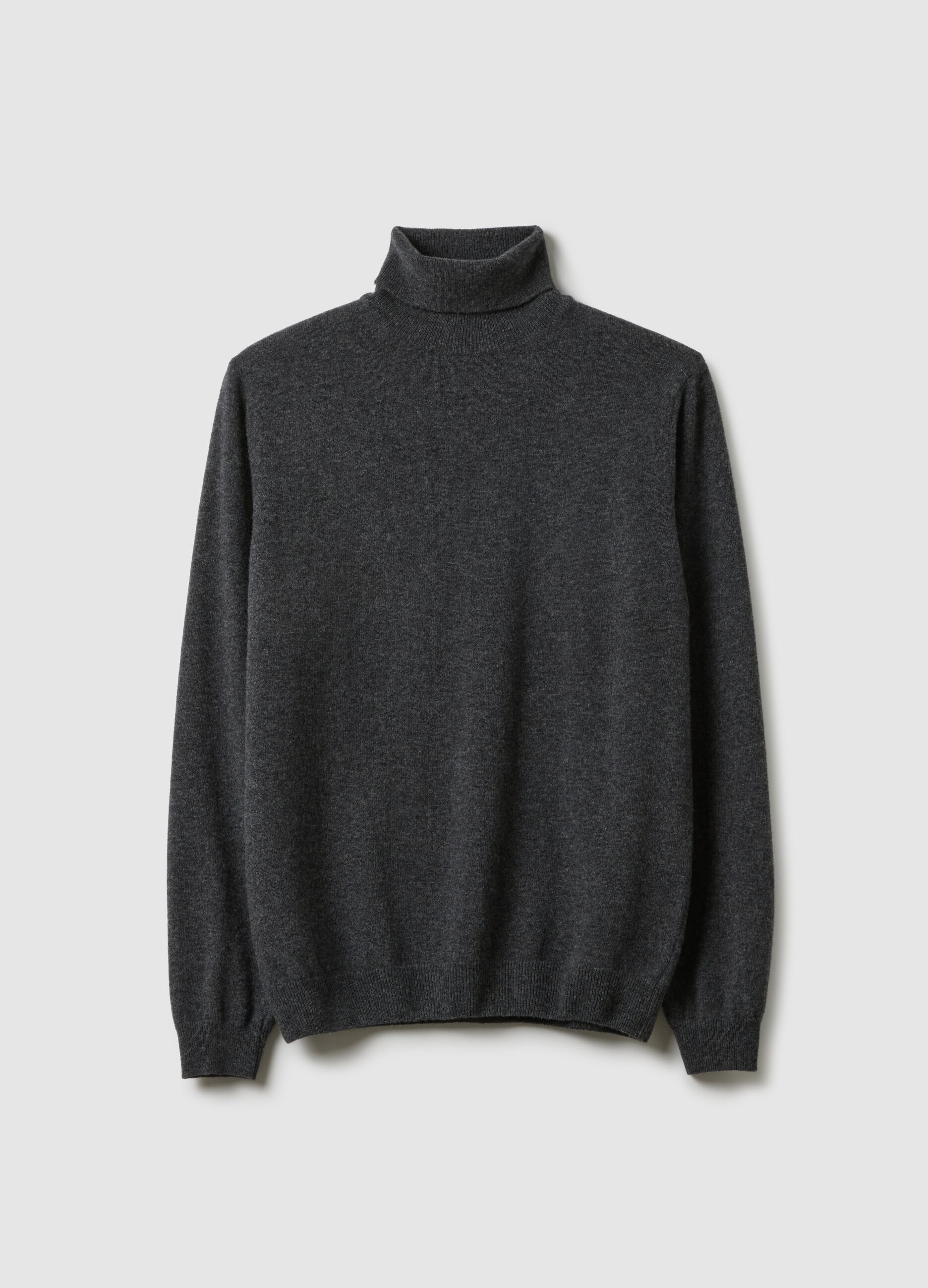 Grey high-neck lambswool turtleneck regular fit