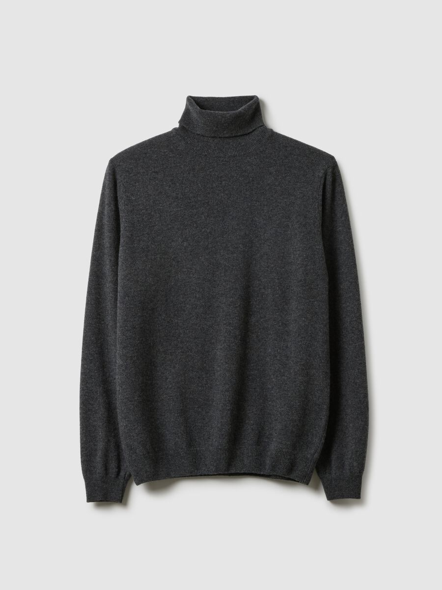 Grey high-neck lambswool turtleneck regular fit_0