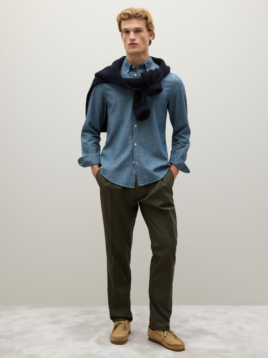 Regular-fit shirt in chambray cotton_2