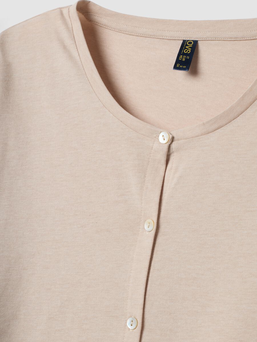 Beige organic cotton-blend jersey nightdress with crew neck_5