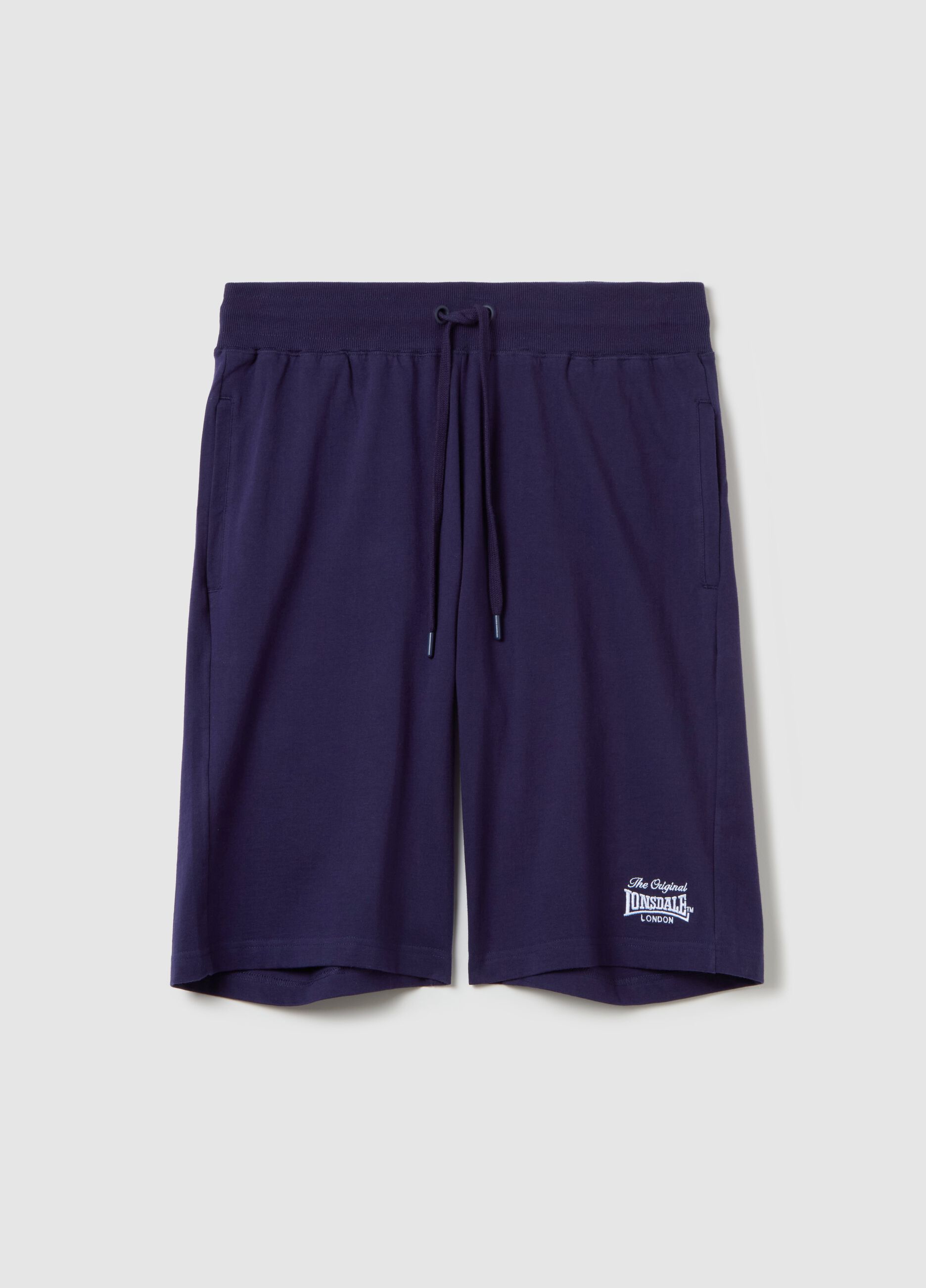 Fleece Bermuda shorts with logo embroidery