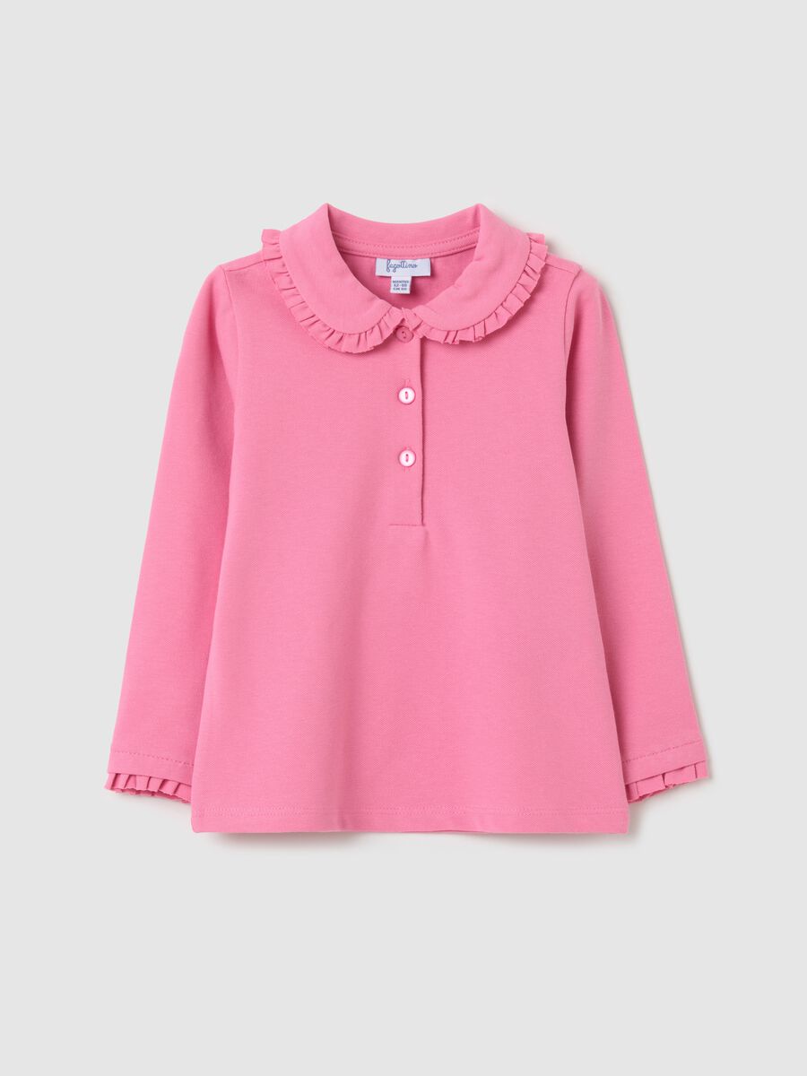 Long-sleeved polo shirt with frills_0