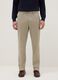 Beige slim fit stretch cotton chino trousers_1