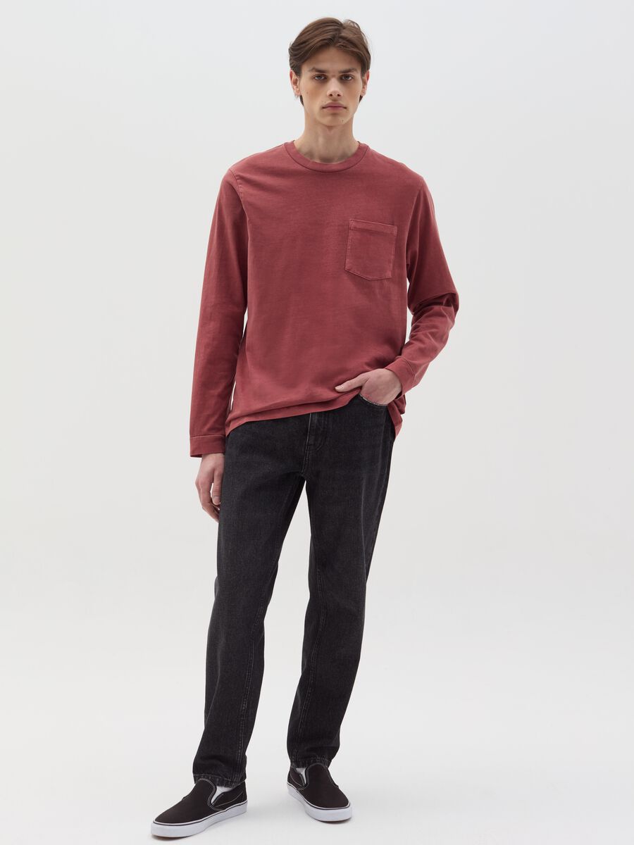 Cotton T-shirt with pocket and long sleeves_1