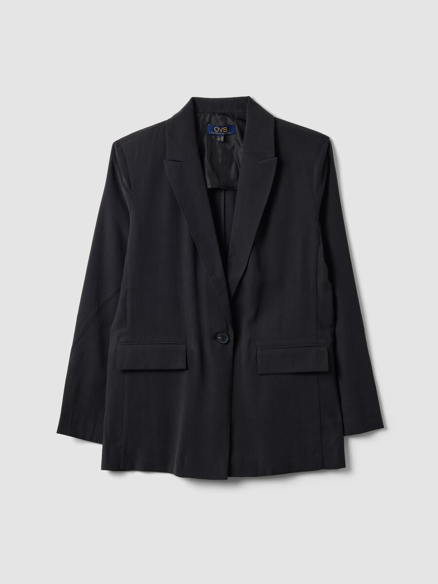 Blazer nero in misto viscosa regular fit_4