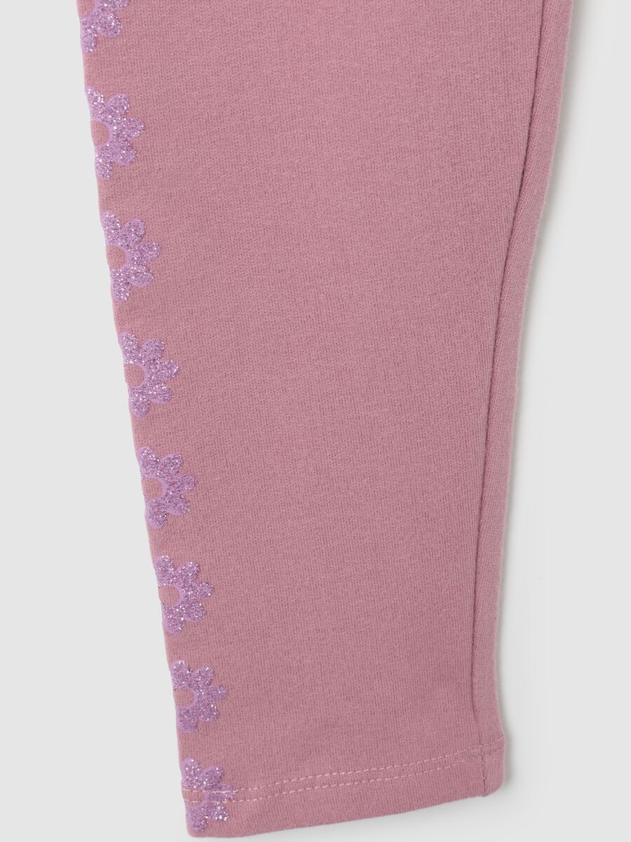 Girls' pink cotton blend skinny fit leggings_3