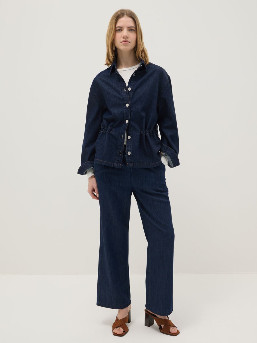 Blue denim jacket in pure cotton regular fit with buttons_1