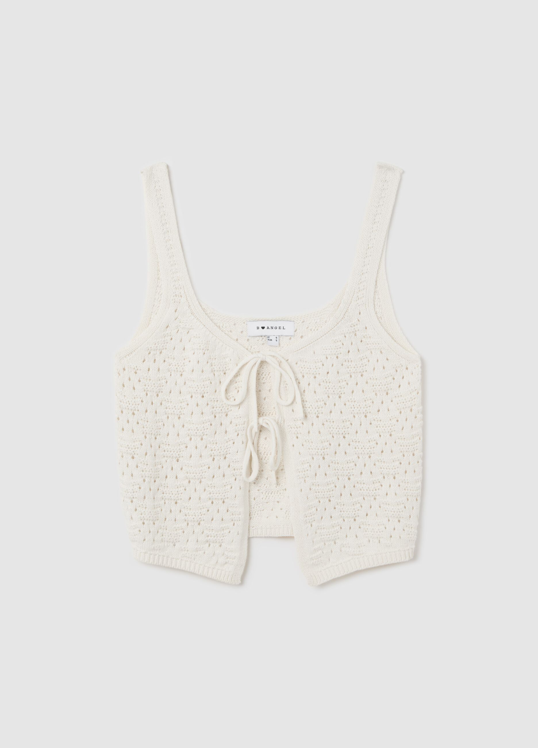 White cropped tank top with laces