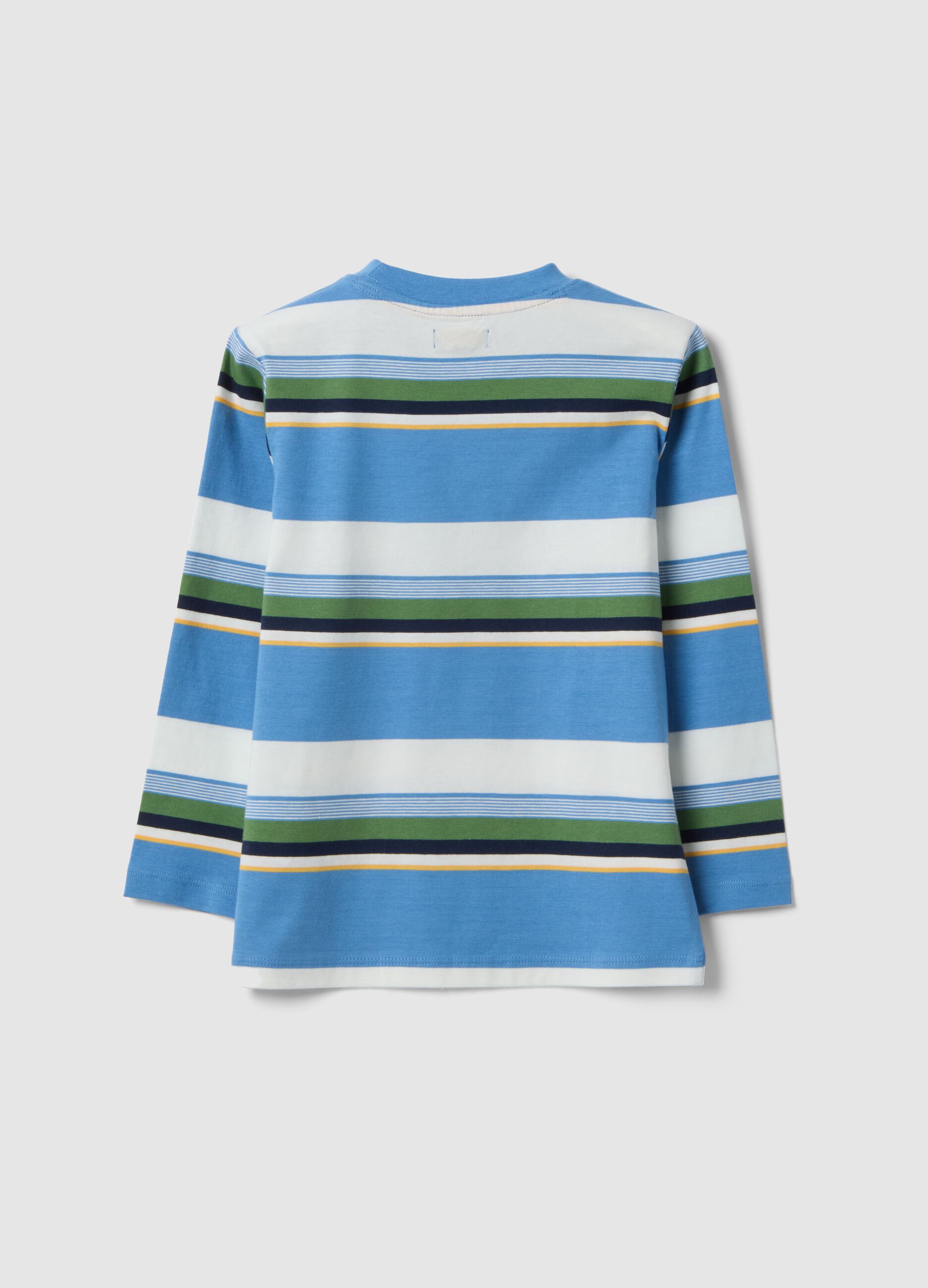Boys&rsquo; pure cotton multicolour striped T-shirt, regular fit