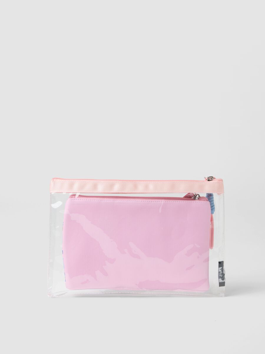 Transparent pink beauty case with Stitch print_1
