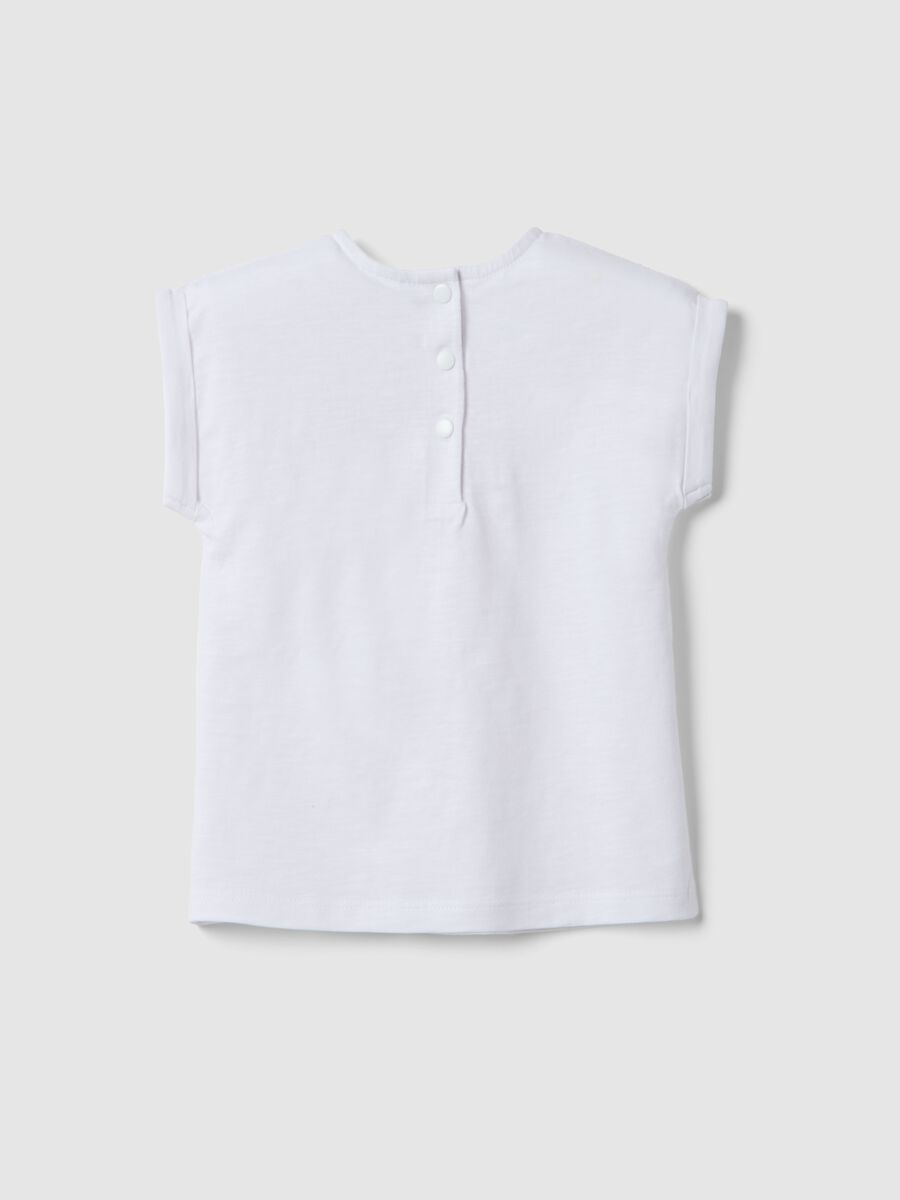 White pure cotton T-shirt for girls, regular fit with embroidery_1