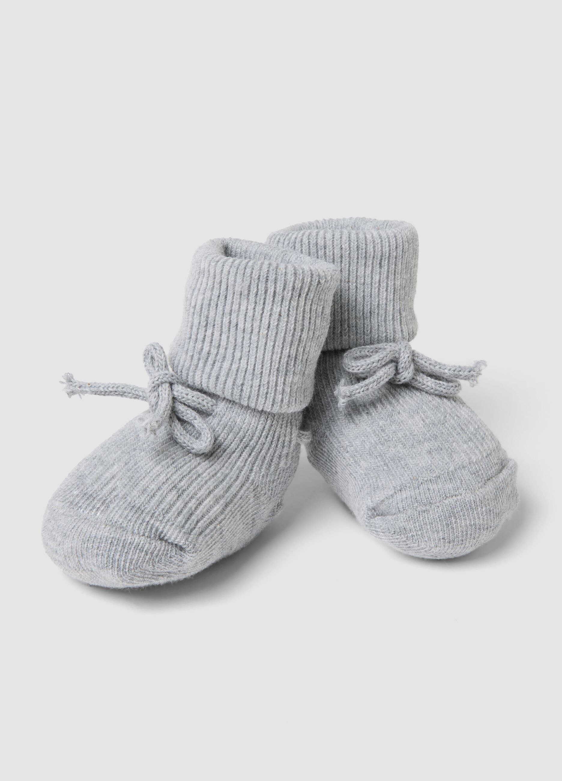 Grey organic cotton ribbed booties