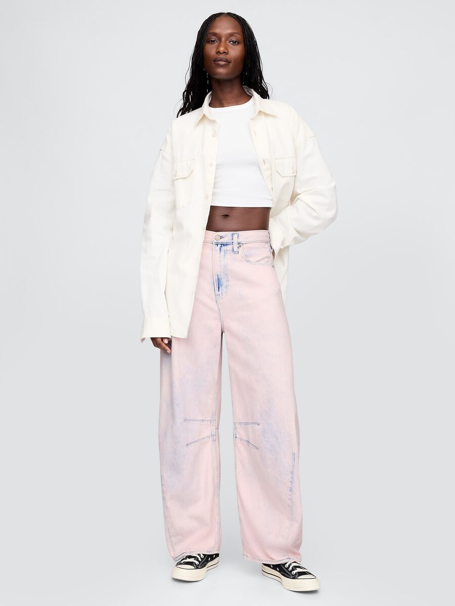 Pantaloni in denim rosa regular fit_0