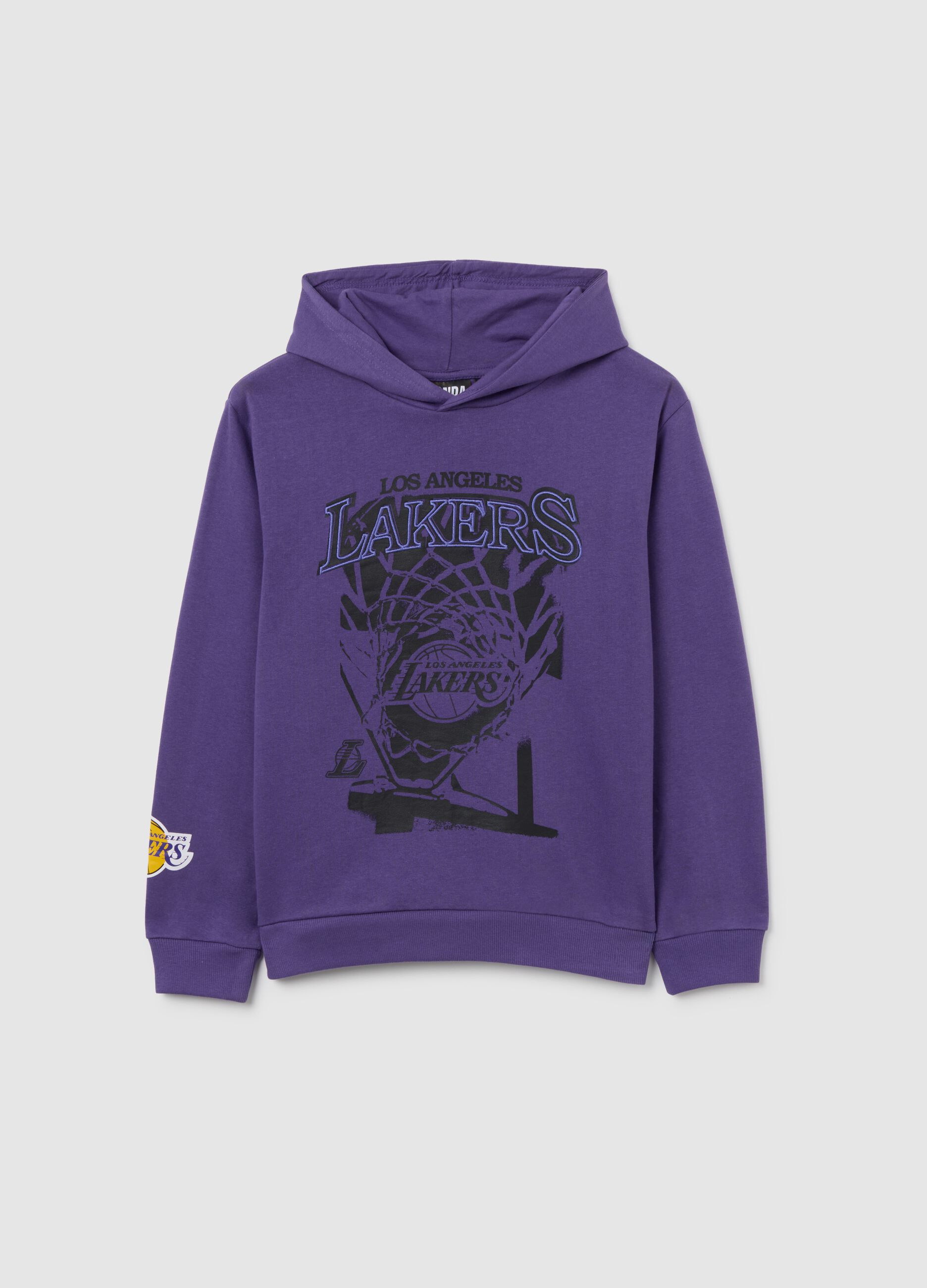 Boys' Oversized Cotton Blend Lakers Purple Hoodie