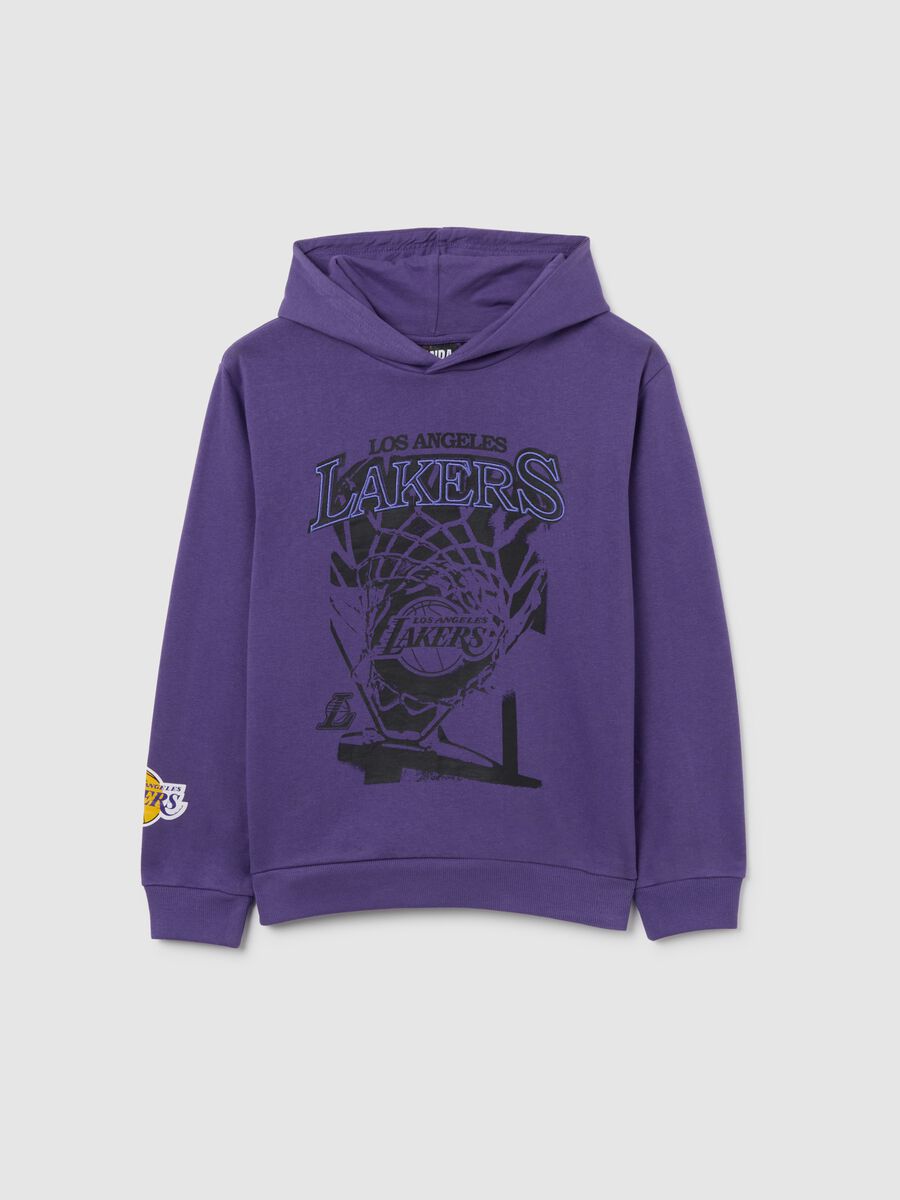 Felpa viola Lakers da ragazzo in misto cotone vestibilità oversize_0